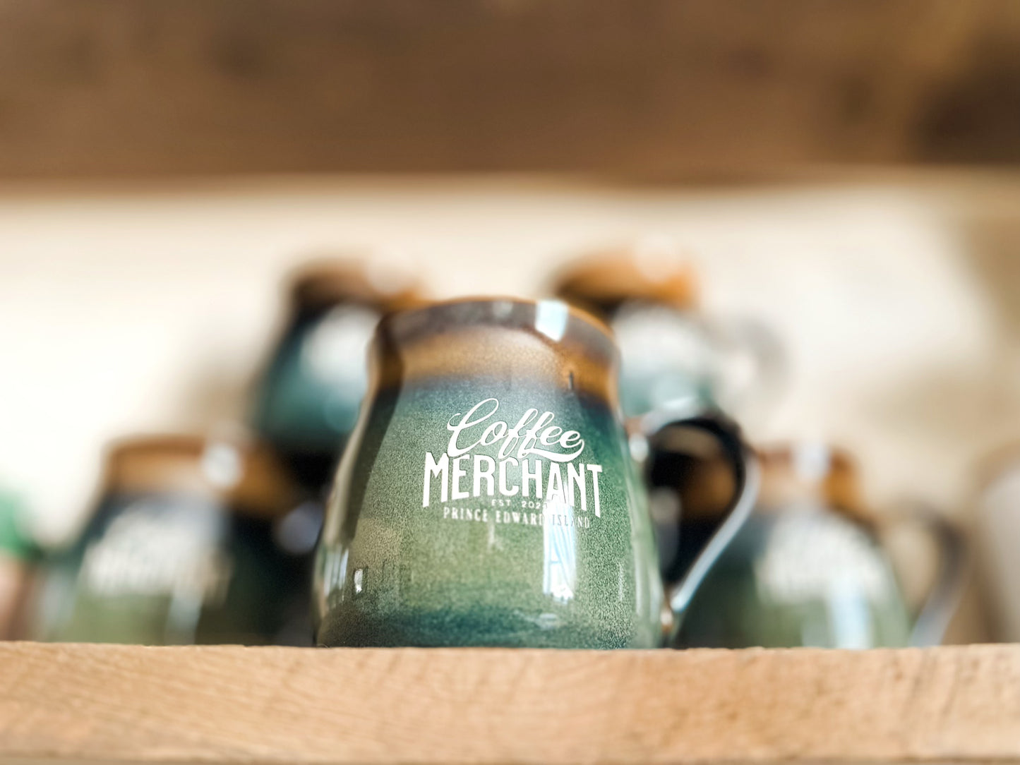 16 oz. PEI Coffee Merchant Etched Ceramic Mug with Reactive Glaze