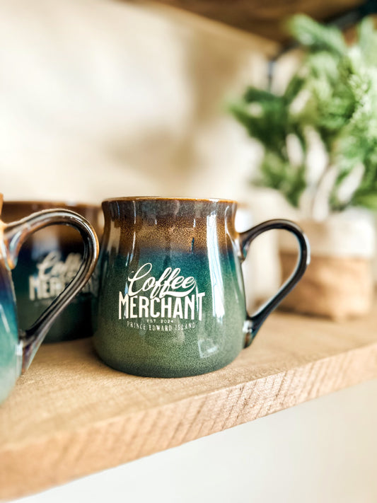 Tasse en céramique gravée PEI Coffee Merchant de 16 oz avec glaçure réactive
